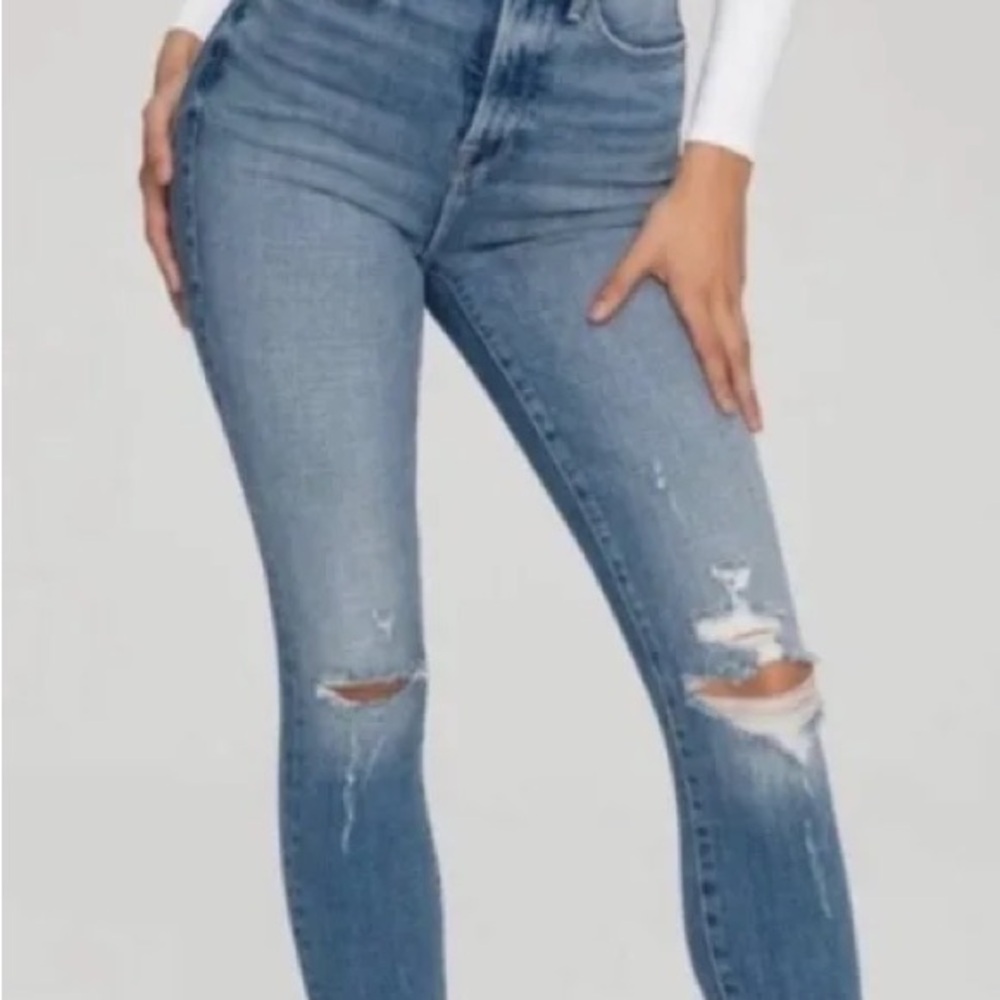 Good American - Good Waist Crop Chew Hem Jeans